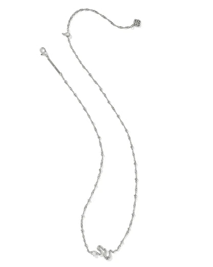 Lyle Silver Snake Short Pendant Necklace in White Pearl