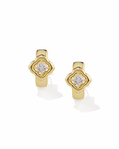 Mallory Crystal Gold Huggie Earrings