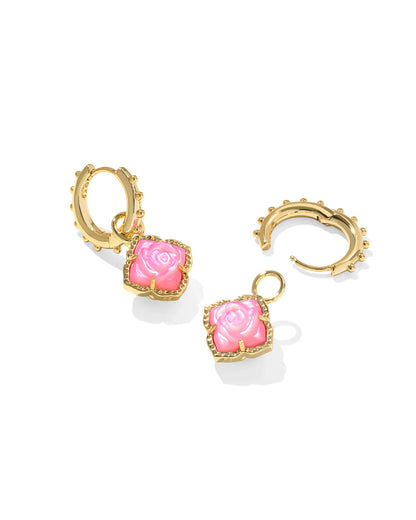 Mallory Rose Gold Huggie Earrings in Blush Ivory Mother-of-Pearl