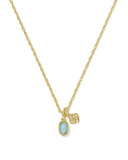 Mini Elisa Dira Gold Necklace in Blue Lab Grown Opal
