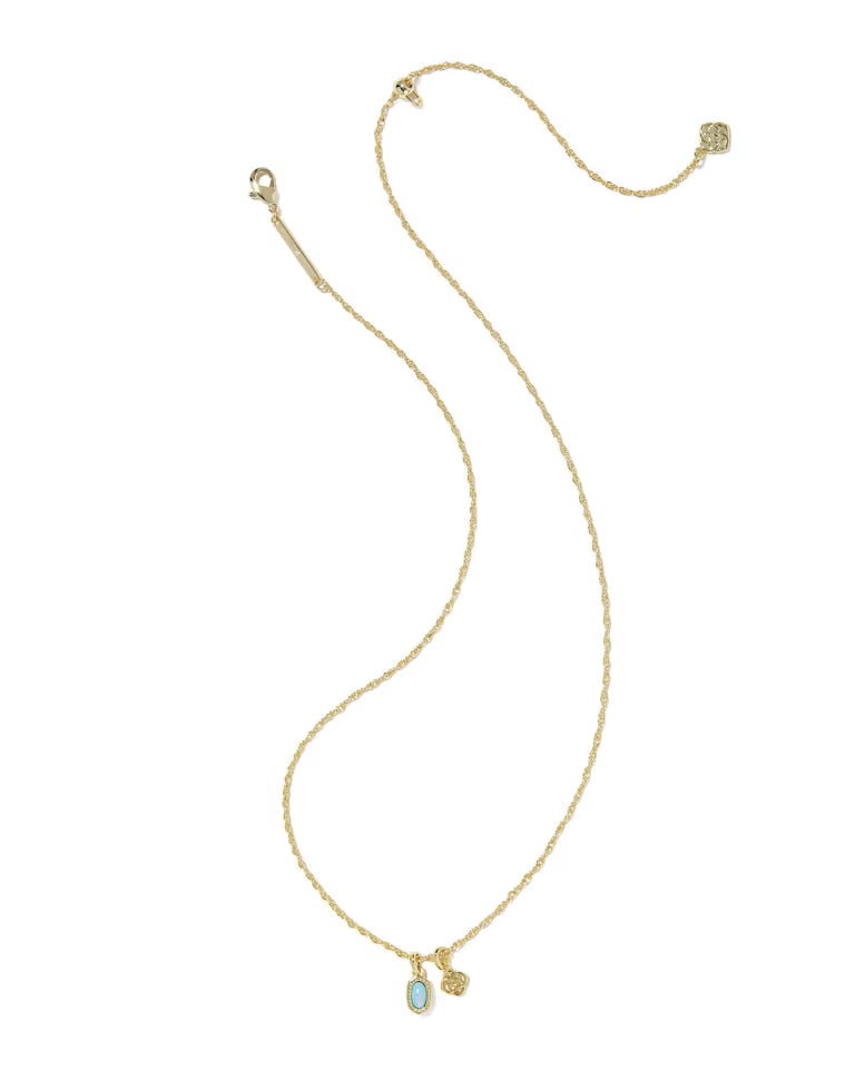 Mini Elisa Dira Gold Necklace in Blue Lab Grown Opal