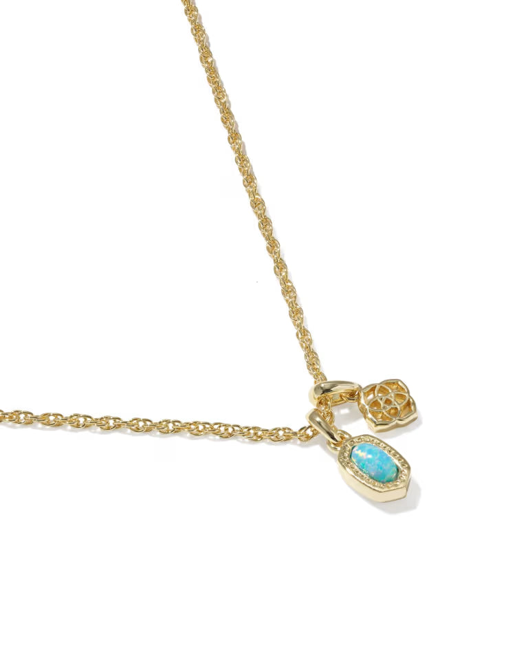 Mini Elisa Dira Gold Necklace in Blue Lab Grown Opal