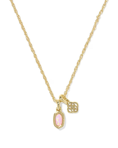 Mini Elisa Dira Gold Necklace in Light Pink Lab Grown Opal