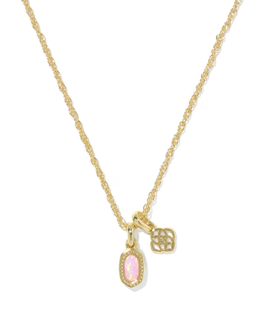 Mini Elisa Dira Gold Necklace in Light Pink Lab Grown Opal