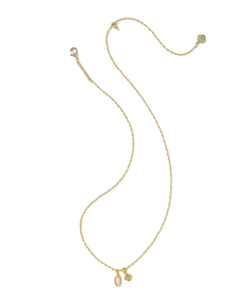 Mini Elisa Dira Gold Necklace in Light Pink Lab Grown Opal