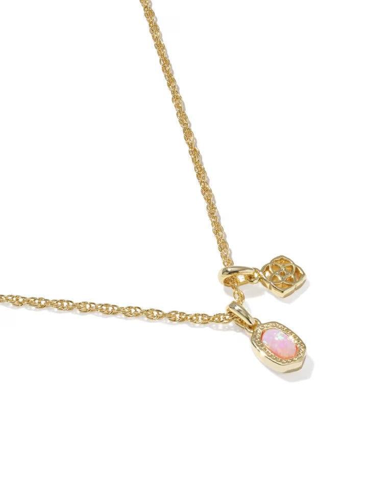 Mini Elisa Dira Gold Necklace in Light Pink Lab Grown Opal