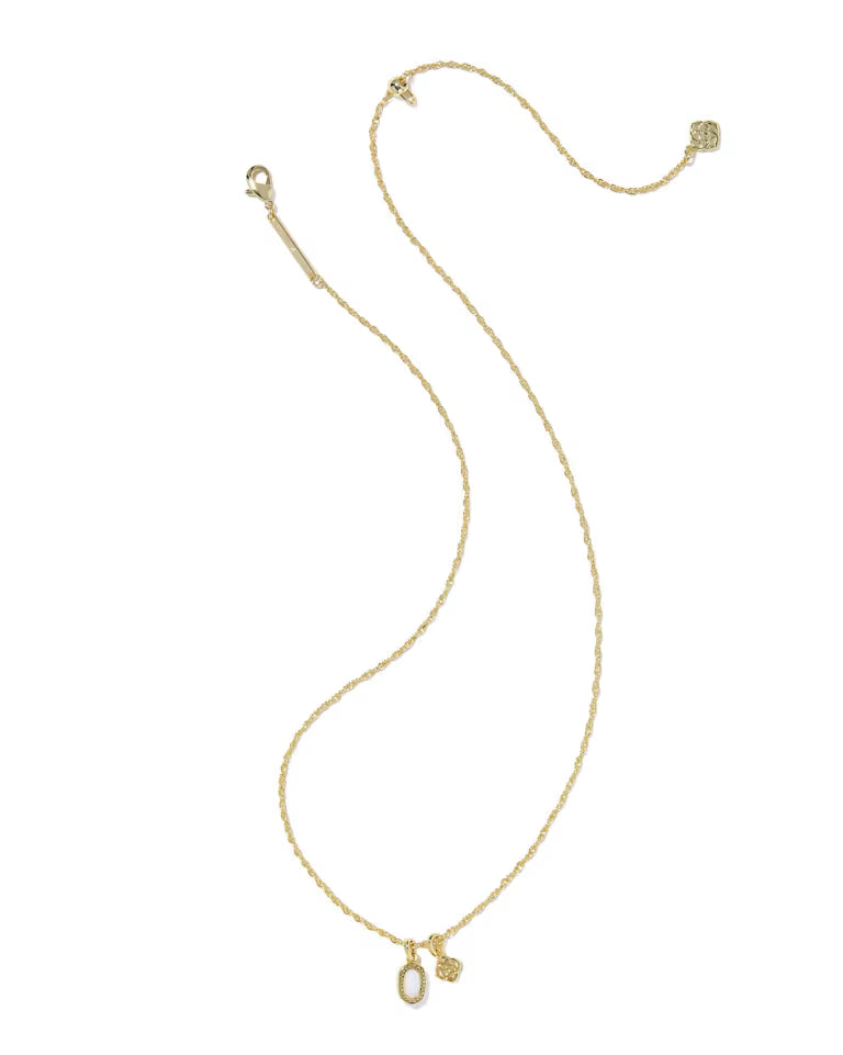 Mini Elisa Dira Gold Necklace in  Bright White Lab Grown Opal