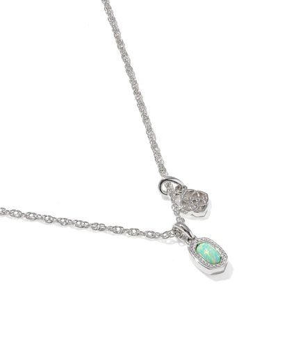 Mini Elisa Dira Silver Necklace in Green Lab Grown Opal