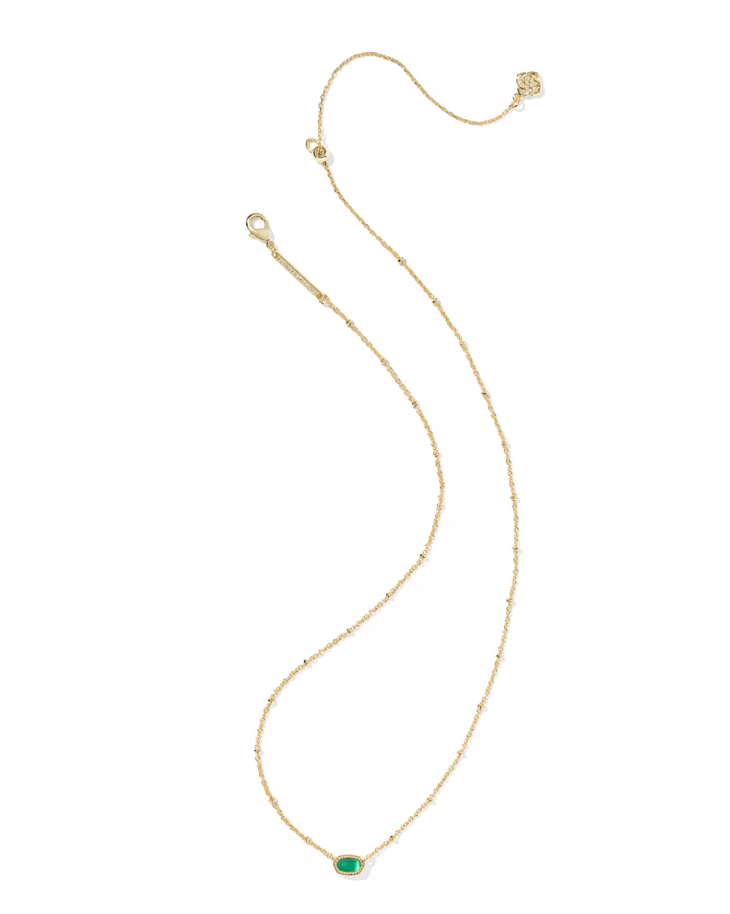 Mini Elisa Gold Satellite Short Pendant Necklace in Emerald Cat's Eye Glass