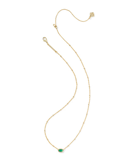 Mini Elisa Gold Satellite Short Pendant Necklace in Emerald Cat's Eye Glass