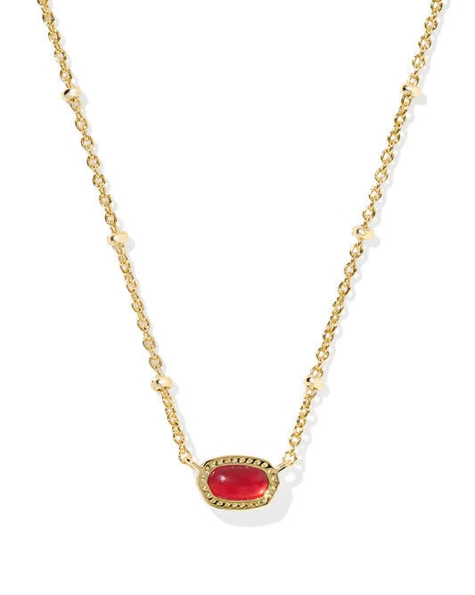 Mini Elisa Gold Satellite Short Pendant Necklace in Red Illusion