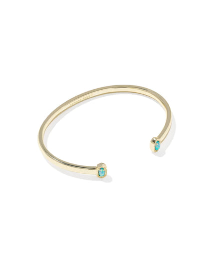 Mini Elton Gold Cuff Bracelet in Blue Lab Grown Opal
