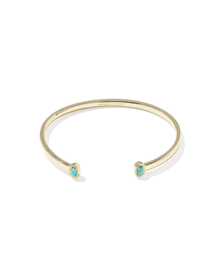 Mini Elton Gold Cuff Bracelet in Blue Lab Grown Opal