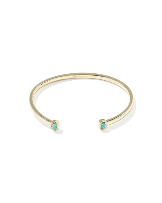 Mini Elton Gold Cuff Bracelet in Blue Lab Grown Opal
