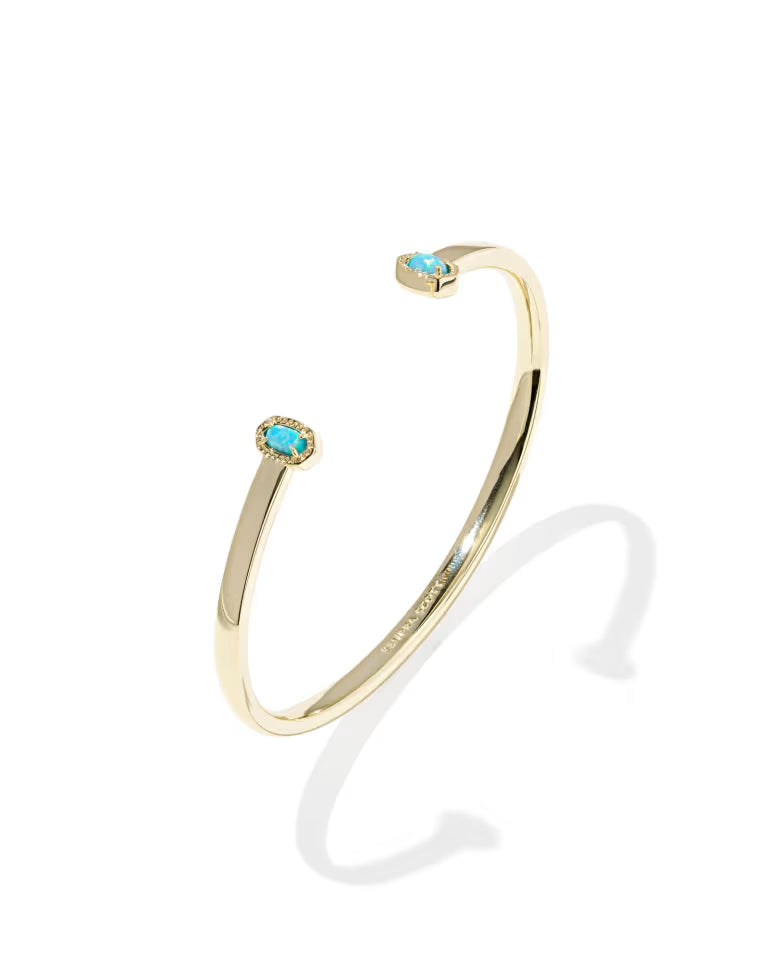 Mini Elton Gold Cuff Bracelet in Blue Lab Grown Opal