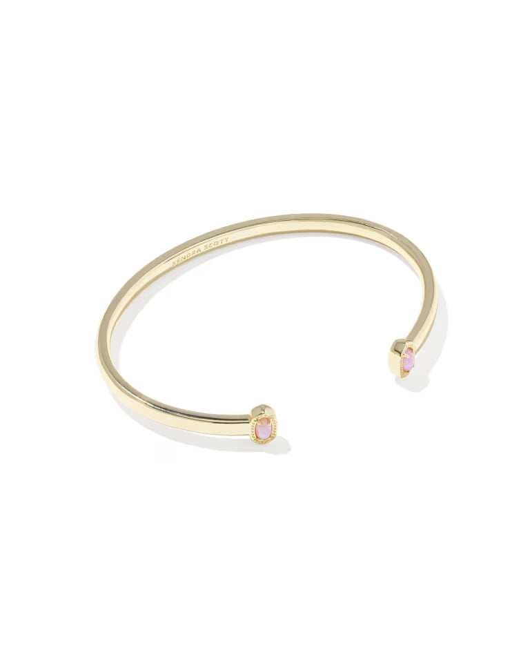 Mini Elton Gold Cuff Bracelet in Light Pink Lab Grown Opal