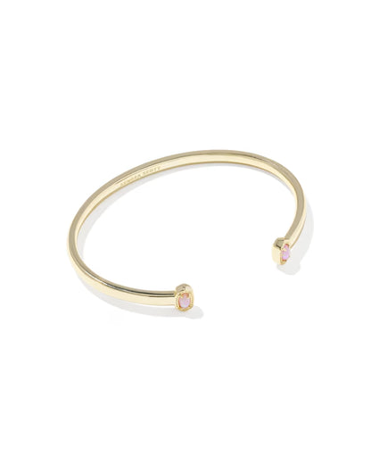 Mini Elton Gold Cuff Bracelet in Light Pink Lab Grown Opal