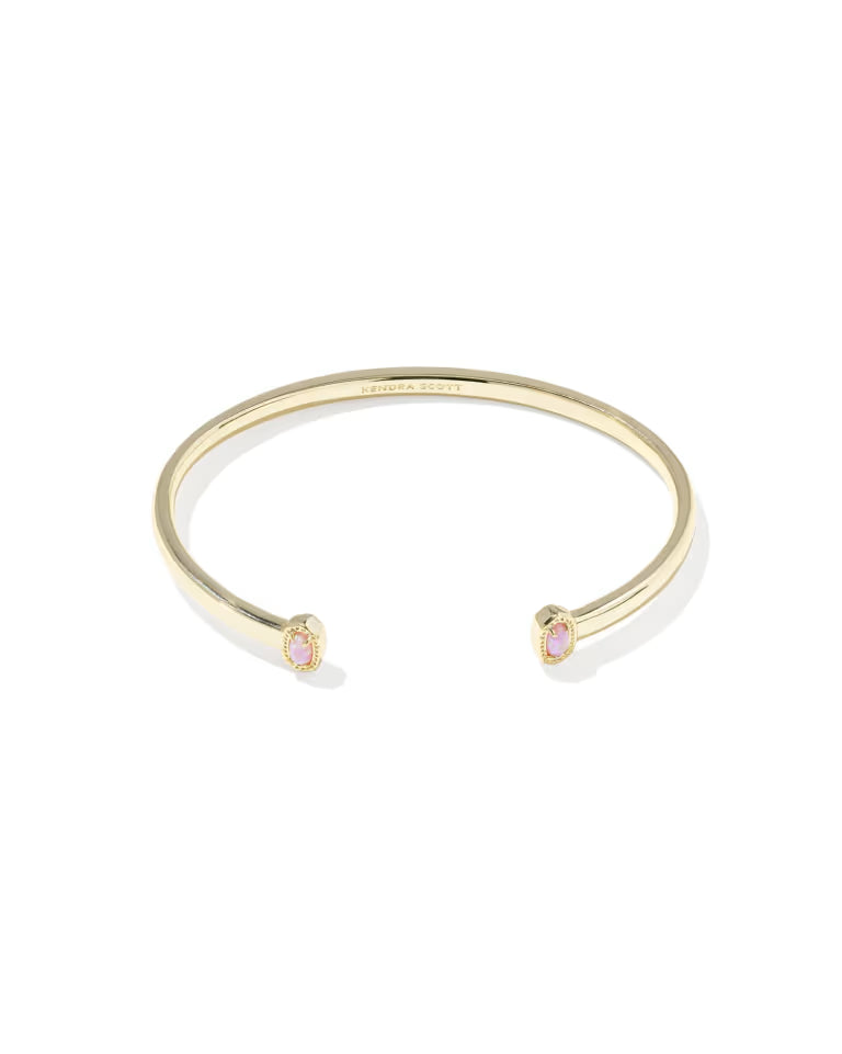 Mini Elton Gold Cuff Bracelet in Light Pink Lab Grown Opal