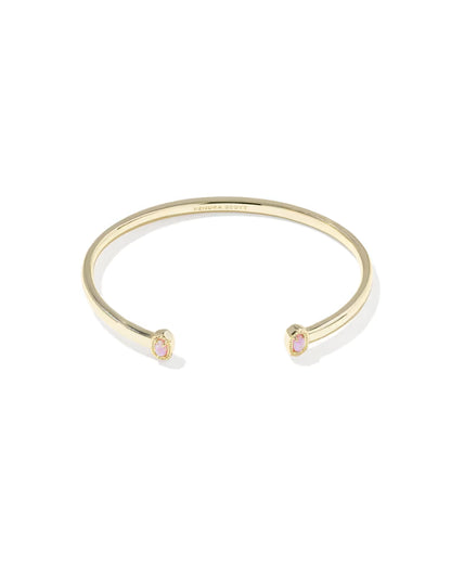 Mini Elton Gold Cuff Bracelet in Light Pink Lab Grown Opal