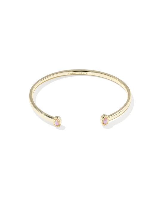 Mini Elton Gold Cuff Bracelet in Light Pink Lab Grown Opal