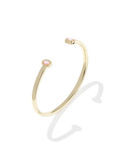 Mini Elton Gold Cuff Bracelet in Light Pink Lab Grown Opal