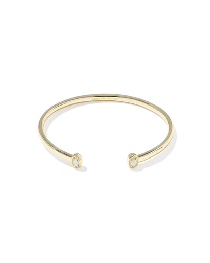 Mini Elton Gold Cuff Bracelet in Bright White Lab Grown Opal