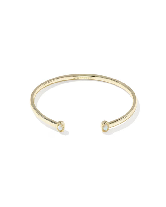 Mini Elton Gold Cuff Bracelet in Bright White Lab Grown Opal