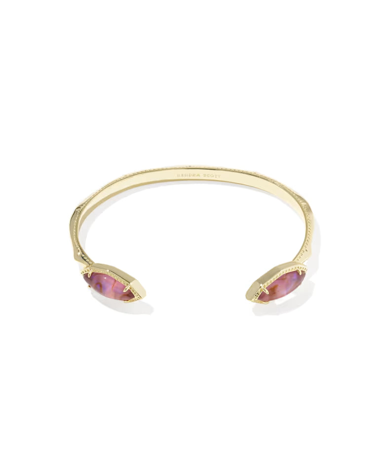 Ophelia Gold Cuff Bracelet in Light Mauve Illusion