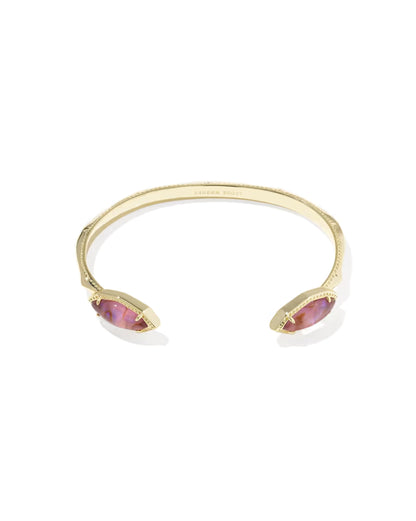Ophelia Gold Cuff Bracelet in Light Mauve Illusion