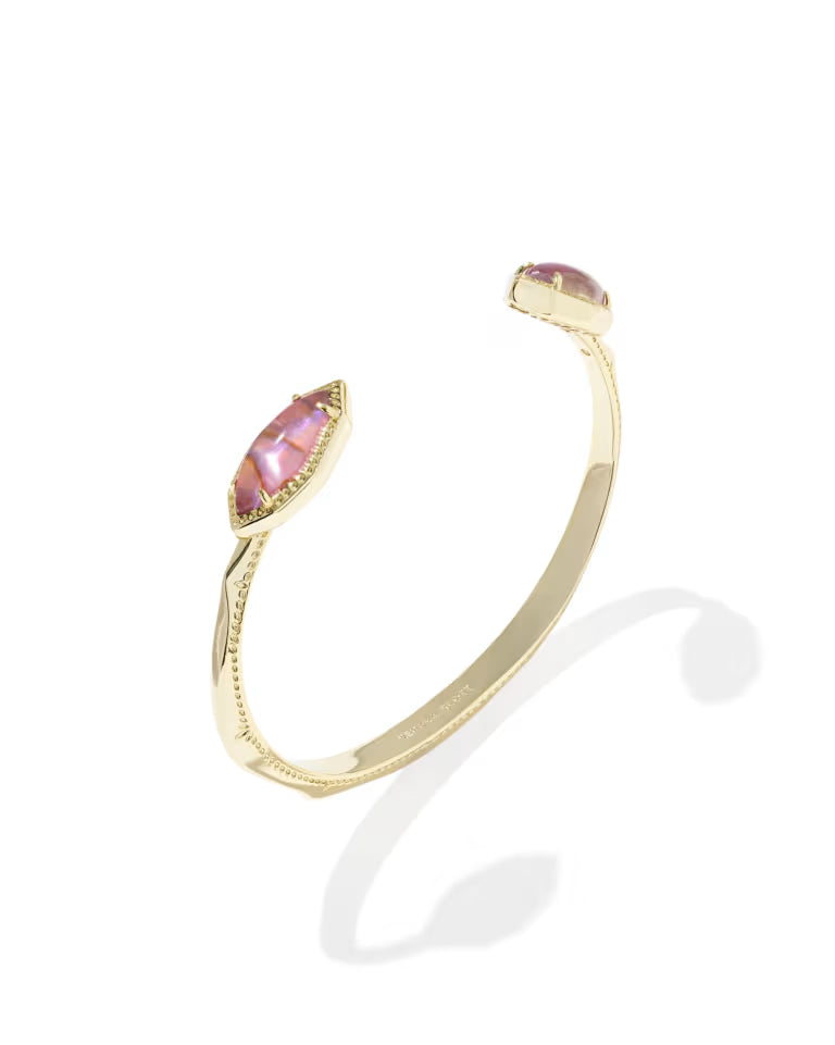 Ophelia Gold Cuff Bracelet in Light Mauve Illusion