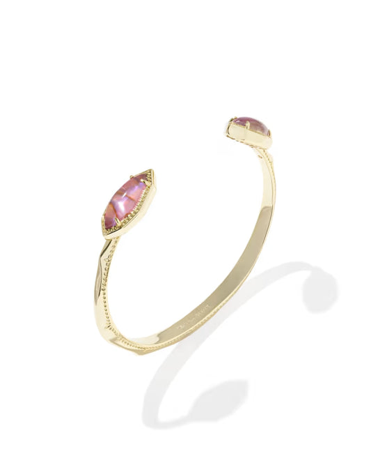 Ophelia Gold Cuff Bracelet in Light Mauve Illusion