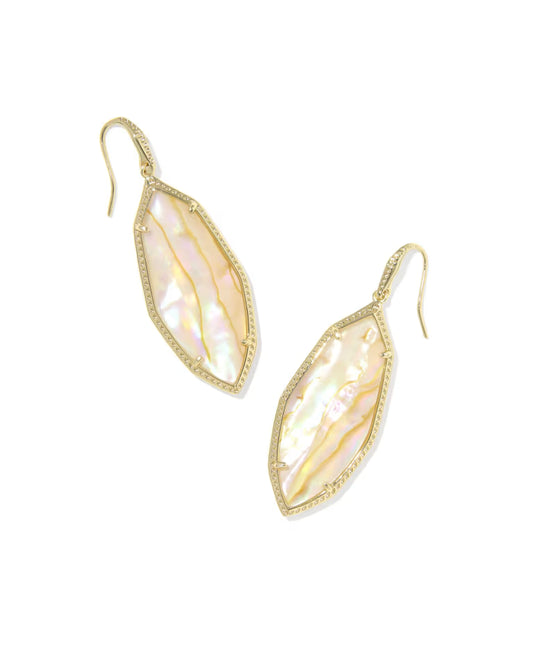 Ophelia Gold Drop Earrings in Iridescent Abalone