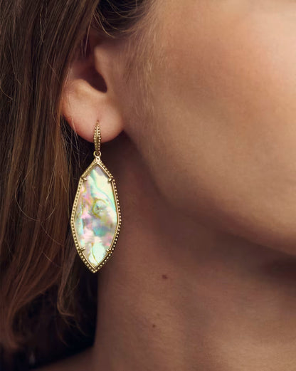 Ophelia Gold Drop Earrings in Iridescent Abalone
