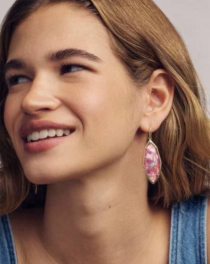 Ophelia Gold Drop Earrings in Light Mauve Illusion