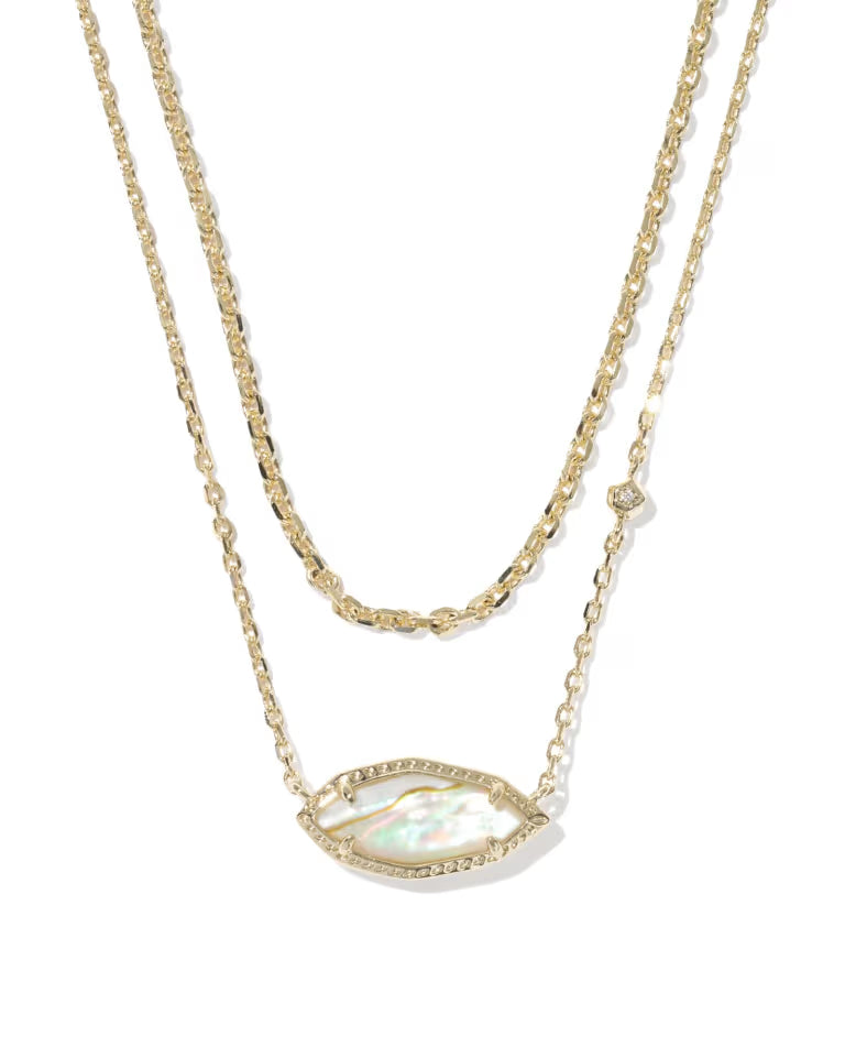 Ophelia Multi Gold Strand Necklace in Iridescent Abalone