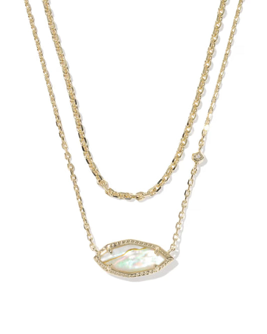 Ophelia Multi Gold Strand Necklace in Iridescent Abalone