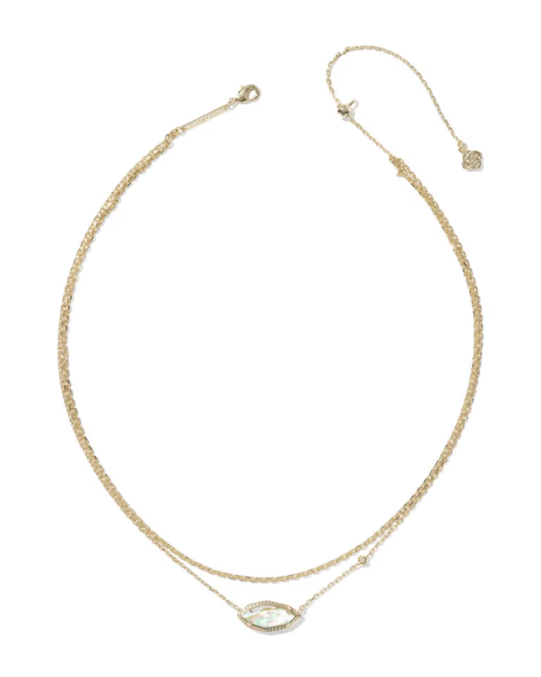 Ophelia Multi Gold Strand Necklace in Iridescent Abalone