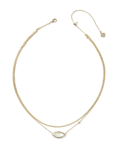 Ophelia Multi Gold Strand Necklace in Iridescent Abalone