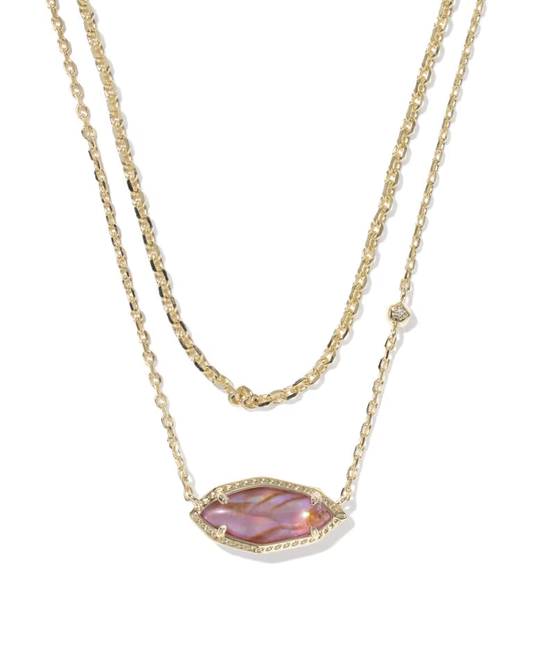 Ophelia Multi Gold Strand Necklace in Light Mauve Illusion