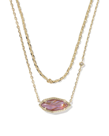 Ophelia Multi Gold Strand Necklace in Light Mauve Illusion