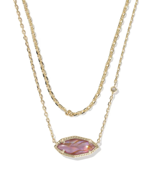Ophelia Multi Gold Strand Necklace in Light Mauve Illusion