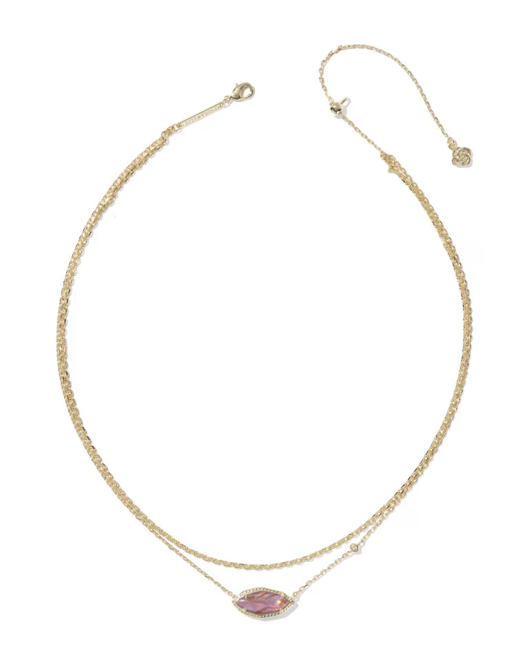 Ophelia Multi Gold Strand Necklace in Light Mauve Illusion