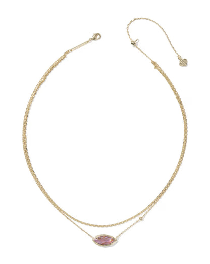 Ophelia Multi Gold Strand Necklace in Light Mauve Illusion