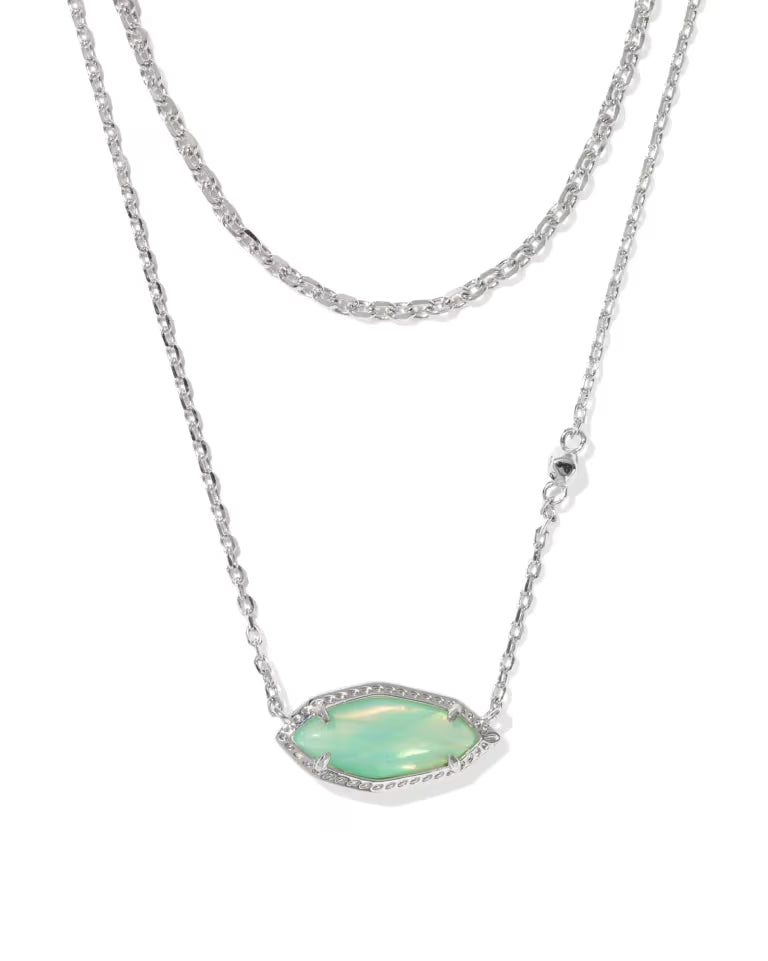 Ophelia Multi Silver Strand Necklace in  Mint Iridescent Abalone