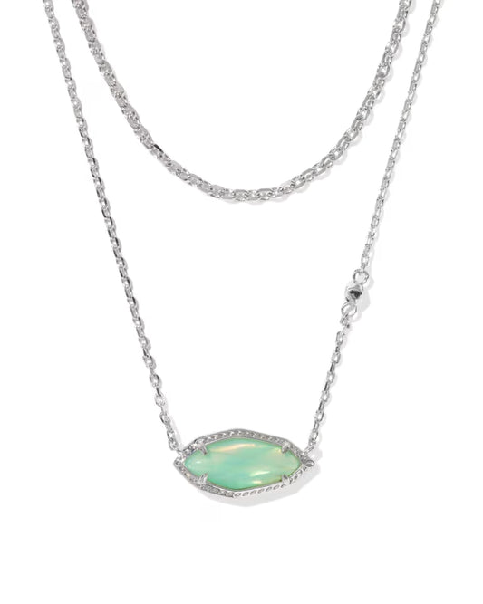 Ophelia Multi Silver Strand Necklace in  Mint Iridescent Abalone