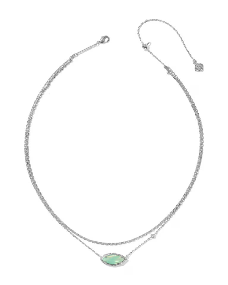 Ophelia Multi Silver Strand Necklace in  Mint Iridescent Abalone
