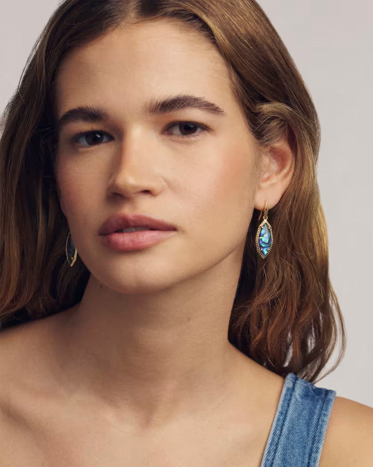 Ophelia Gold Small Drop Earrings in Abalone Shell