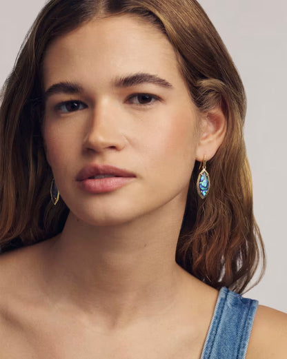 Ophelia Gold Small Drop Earrings in Abalone Shell