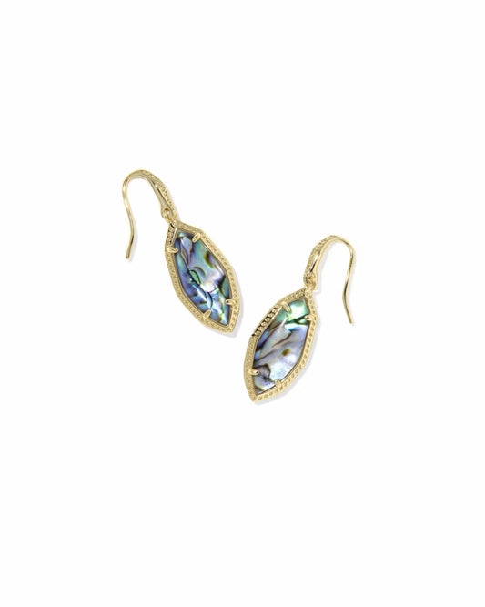Ophelia Gold Small Drop Earrings in Abalone Shell