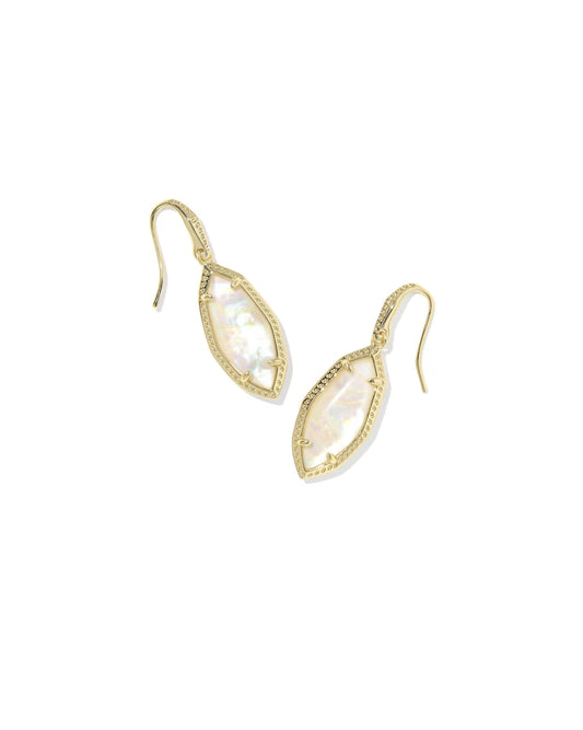 Ophelia Gold Small Drop Earrings in Iridescent Abalone